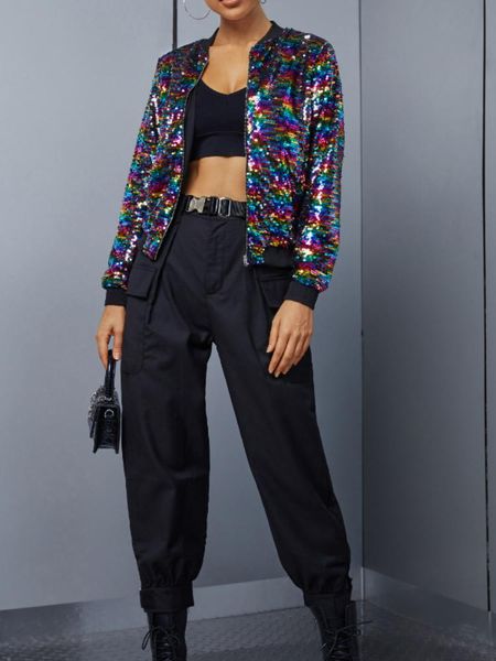 women's jackets sequins shirts women fashion color matching sequined short coats long sleeve plus size casual designer xl, Black;brown
women's jackets sequins shirts women fashion color matching sequined short coats long sleeve plus size casual designer xl, Black;brown