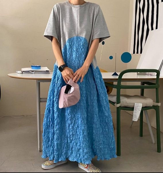 party dresses korean summer half sleeve maxi long for women fashion chic casual patchwork loose a-line dress you715, White;black
party dresses korean summer half sleeve maxi long for women fashion chic casual patchwork loose a-line dress you715, White;black