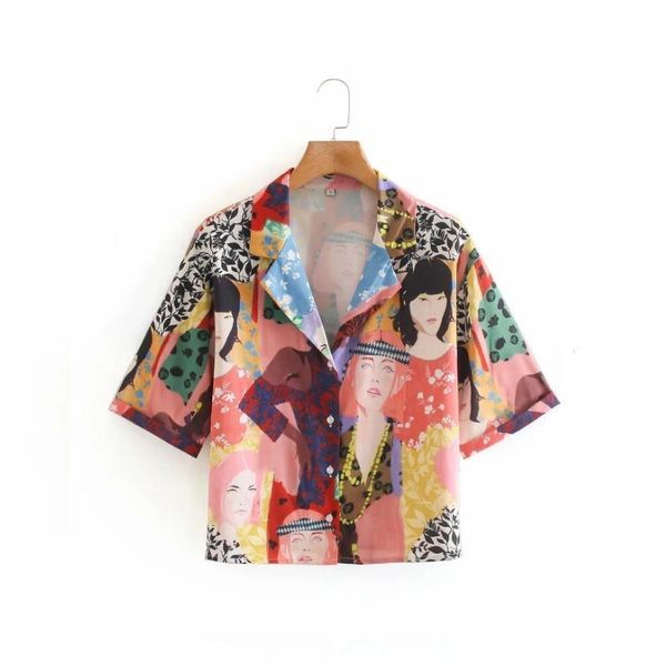 vintage style color printing woman blouse stylish polyester female tailored collar short sleeve loose shirt 2021 new casual s7351, White
vintage style color printing woman blouse stylish polyester female tailored collar short sleeve loose shirt 2021 new casual s7351, White