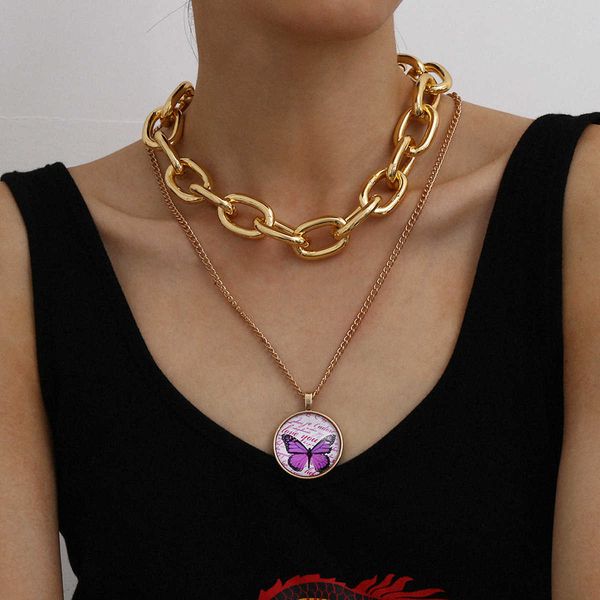 jewelry letter mix and match color contrast women's exaggerated cross thick chain butterfly necklace, Silver
jewelry letter mix and match color contrast women's exaggerated cross thick chain butterfly necklace, Silver