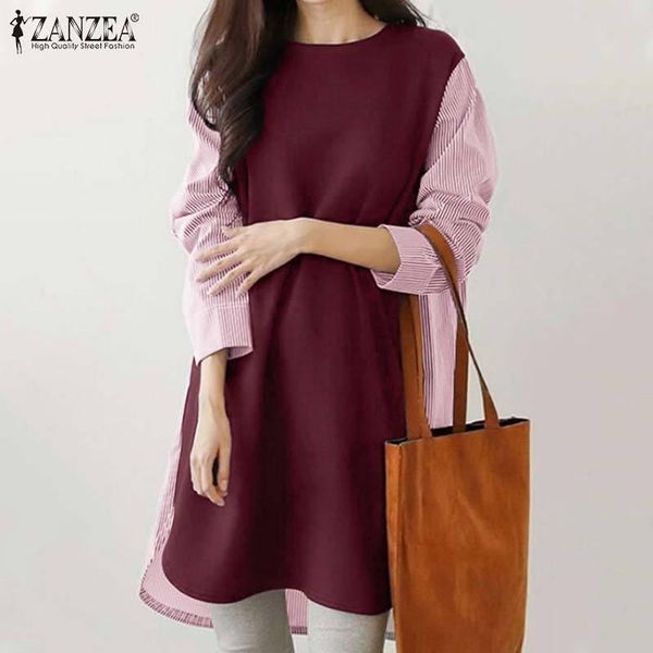 women's blouses & shirts zanzea elegant high low chemise women stripe printed patchwork blouse casual o neck long sleeve shirt female l, White
women's blouses & shirts zanzea elegant high low chemise women stripe printed patchwork blouse casual o neck long sleeve shirt female l, White