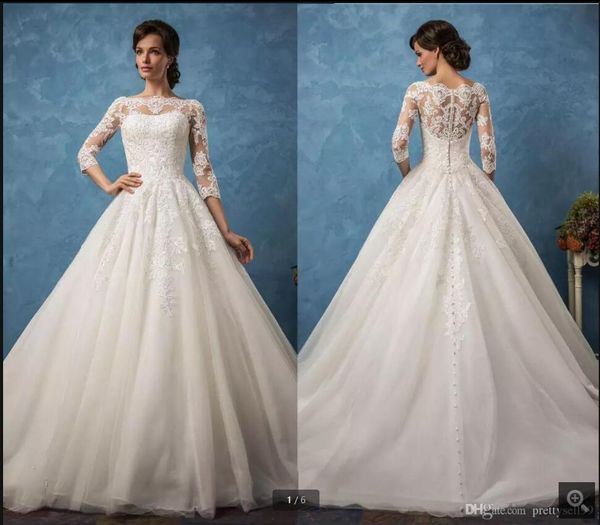 2021 new arrival white tulle ball gown wedding dress lace appliques 3/4 sleeve modest muslim women elegant bridal gowns floor length vintage
2021 new arrival white tulle ball gown wedding dress lace appliques 3/4 sleeve modest muslim women elegant bridal gowns floor length vintage