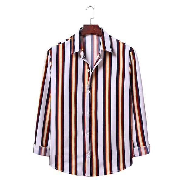 men's casual shirts shirt long-sleeved contrast lapel striped blouse for men chemise homme, White;black
men's casual shirts shirt long-sleeved contrast lapel striped blouse for men chemise homme, White;black