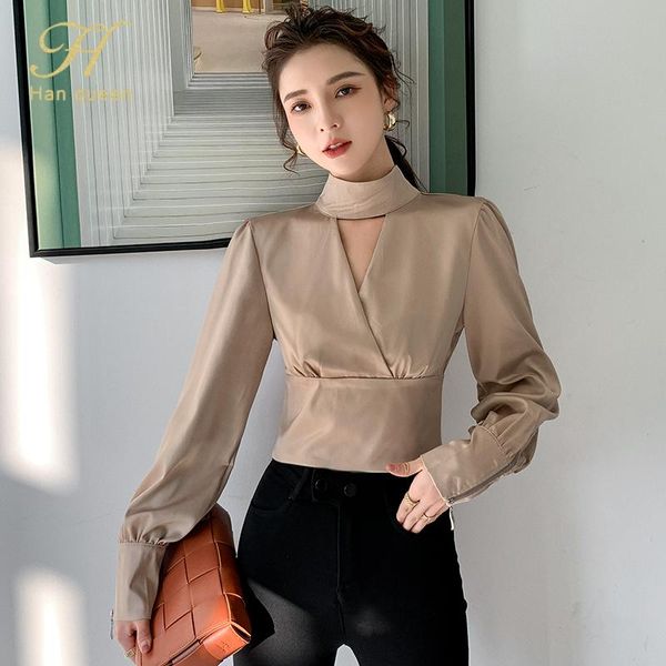 h han queen hollow out women autumn short blouse korean blouses vintage long sleeve shirts blusas roupa feminina, White
h han queen hollow out women autumn short blouse korean blouses vintage long sleeve shirts blusas roupa feminina, White