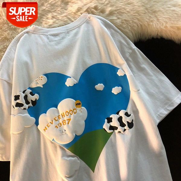 men's and women's blue sky foam printed short-sleeved t-shirt heavy industry street oversize cute half-sleeved #bg7u, White;black
men's and women's blue sky foam printed short-sleeved t-shirt heavy industry street oversize cute half-sleeved #bg7u, White;black
