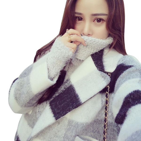women's wool & blends autumn and winter british style thick black white plaid woolen long fashionable korean coat women trendy
women's wool & blends autumn and winter british style thick black white plaid woolen long fashionable korean coat women trendy