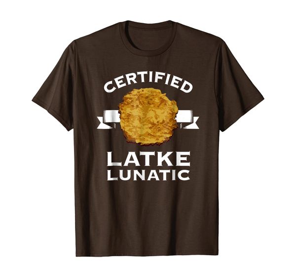 certified latke lunatic hanukkah t-shirt, White;black