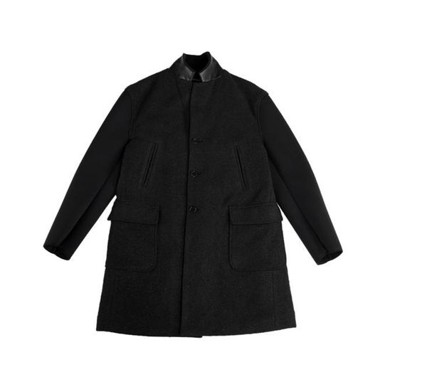 men's wool & blends medium length cashmere coat 2021 heavy woolen business casual large vertical collar wear, Black
men's wool & blends medium length cashmere coat 2021 heavy woolen business casual large vertical collar wear, Black
