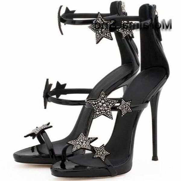 sandals moraima snc sliver crystal star black patent leather summer bling wedding shoes bride high heels women
sandals moraima snc sliver crystal star black patent leather summer bling wedding shoes bride high heels women