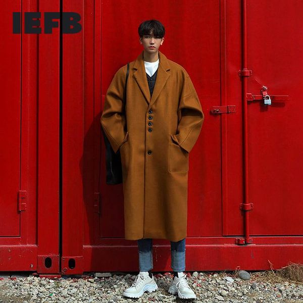 men's wool & blends iefb thickened autumn winter woolen korean style fashion medium long loose coat handsome ins cool knee windbreaker, Black
men's wool & blends iefb thickened autumn winter woolen korean style fashion medium long loose coat handsome ins cool knee windbreaker, Black
