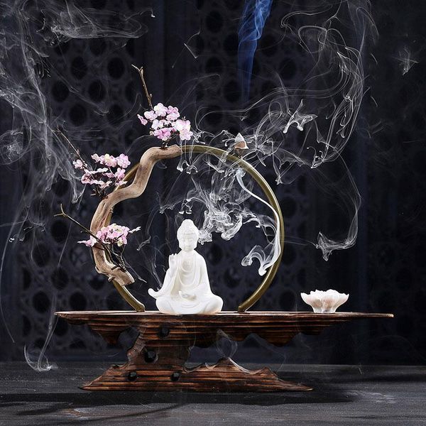 fragrance lamps buddha backflow incense burner ceramic small monk smoke waterfall sticks holder with 20 pc cones deskornaments decor
fragrance lamps buddha backflow incense burner ceramic small monk smoke waterfall sticks holder with 20 pc cones deskornaments decor