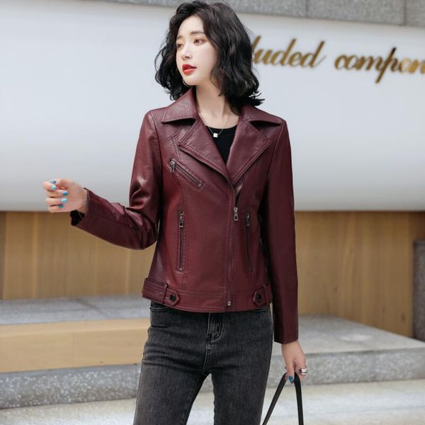 women's leather & faux 4xl large size motorcycle jacket women 2021 coat short slim spring and autumn jackets coats, Black
women's leather & faux 4xl large size motorcycle jacket women 2021 coat short slim spring and autumn jackets coats, Black