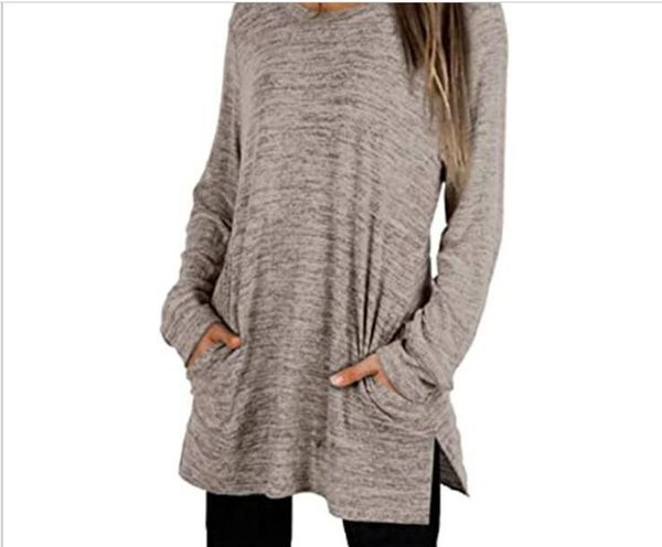 women's hoodies & sweatshirts 2021 european and american foreign trade round neck long sleeve pocket loose medium length sweater, Black
women's hoodies & sweatshirts 2021 european and american foreign trade round neck long sleeve pocket loose medium length sweater, Black