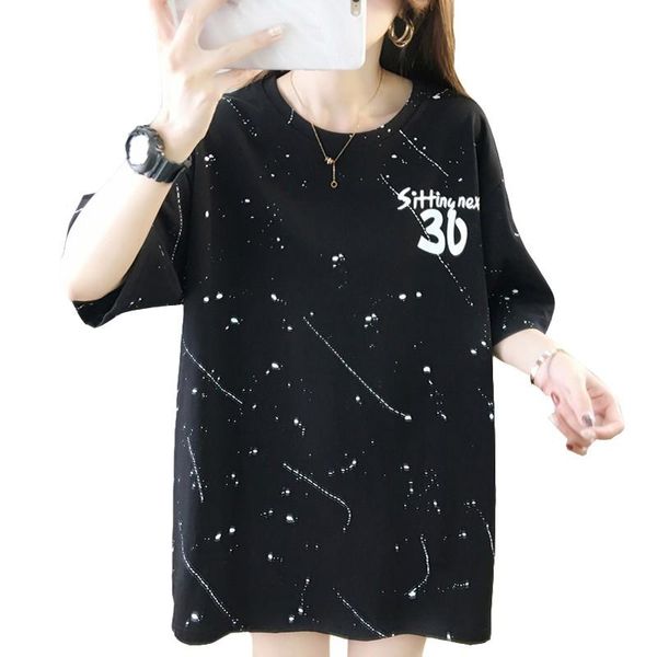 women's t-shirt summer short sleeve t shirt women korean loose large size medium long length cotton sequin fashion streetwear tees, White
women's t-shirt summer short sleeve t shirt women korean loose large size medium long length cotton sequin fashion streetwear tees, White