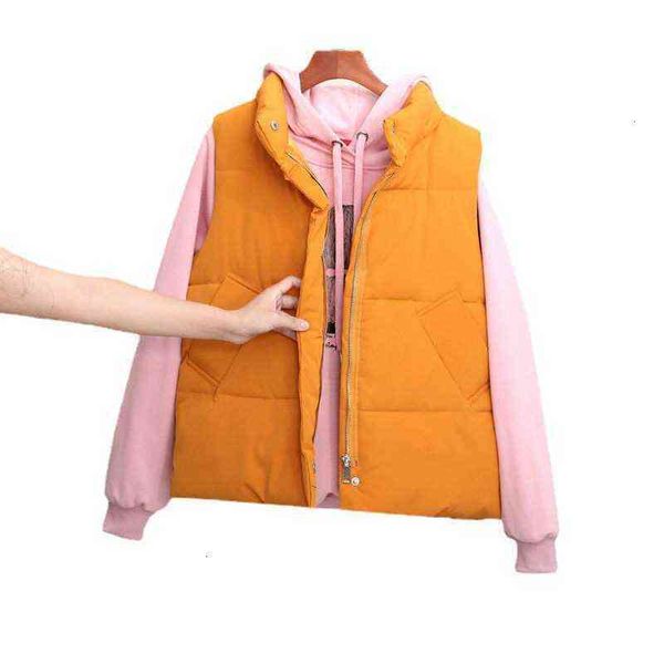 down cotton waistcoat women's 2021 autumn winter korean fashion loose short college style stand collar vest coat, Black;white
down cotton waistcoat women's 2021 autumn winter korean fashion loose short college style stand collar vest coat, Black;white