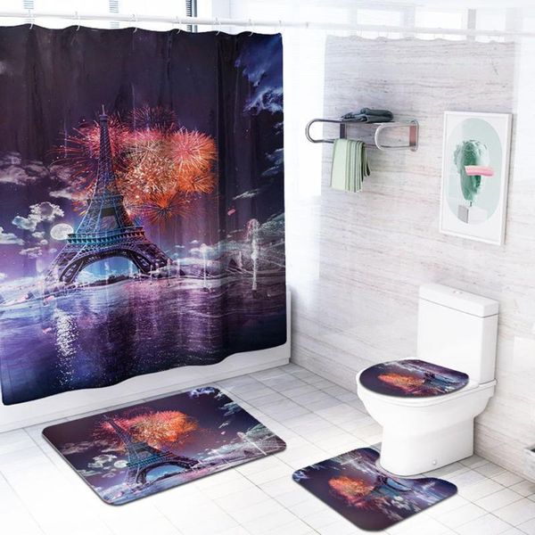 paris tower print shower curtain carpet mat four-piece bathroom mat set soft home modern design non-slip carpet
paris tower print shower curtain carpet mat four-piece bathroom mat set soft home modern design non-slip carpet