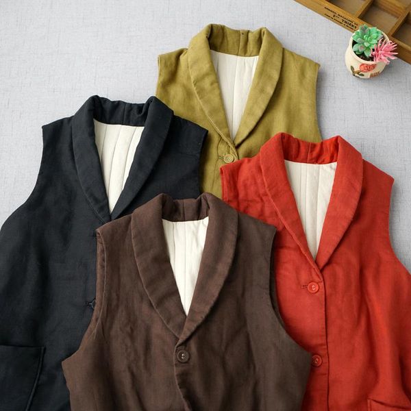 women's vests autumn winter women casual all-match loose japanese style brief comfortable water washed linen cotton padded coats, Black;white
women's vests autumn winter women casual all-match loose japanese style brief comfortable water washed linen cotton padded coats, Black;white