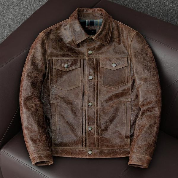 men's leather & faux 2021 vintage genuine jacket men short real cowhide coat plus size male jackets 5xl spring autumn hommes veste pph3, Black
men's leather & faux 2021 vintage genuine jacket men short real cowhide coat plus size male jackets 5xl spring autumn hommes veste pph3, Black