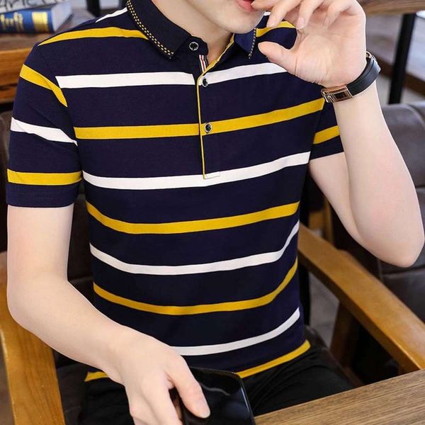 cotton striped polo shirt men's summer short half sleeve lapel embroidery casual bottom paul, White;black
cotton striped polo shirt men's summer short half sleeve lapel embroidery casual bottom paul, White;black