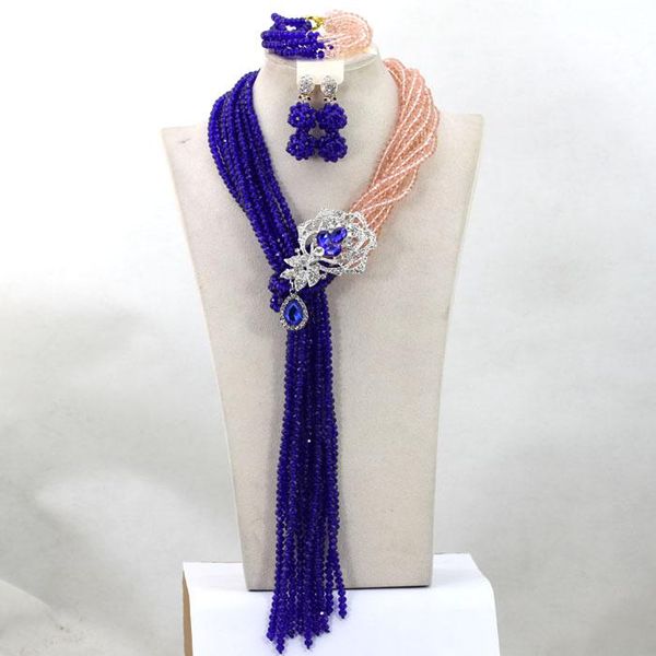 earrings & necklace beautiful peach wedding beads african fashion jewelry set royal blue beaded crystal hx938, Silver
earrings & necklace beautiful peach wedding beads african fashion jewelry set royal blue beaded crystal hx938, Silver
