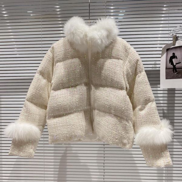 women's jackets deat 2021 winter arrivals fur collar patchwork sleeve sequins tweed jacket women cotton coat streetwear ml257, Black;brown
women's jackets deat 2021 winter arrivals fur collar patchwork sleeve sequins tweed jacket women cotton coat streetwear ml257, Black;brown