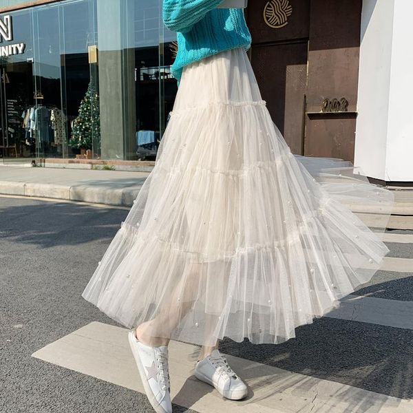skirts 2021 spring summer women casual elastic waist mid-calf skirt all-matched beading design a-line mesh long b113, Black
skirts 2021 spring summer women casual elastic waist mid-calf skirt all-matched beading design a-line mesh long b113, Black