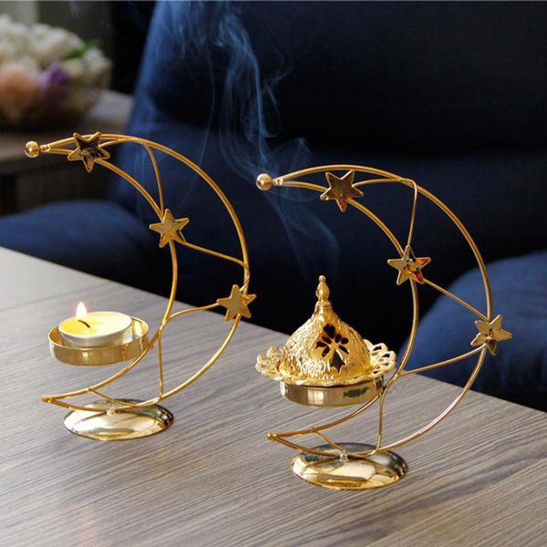 candle holders muslim ramadan holder moon shape heart-shaped wrought iron incense burner home decor