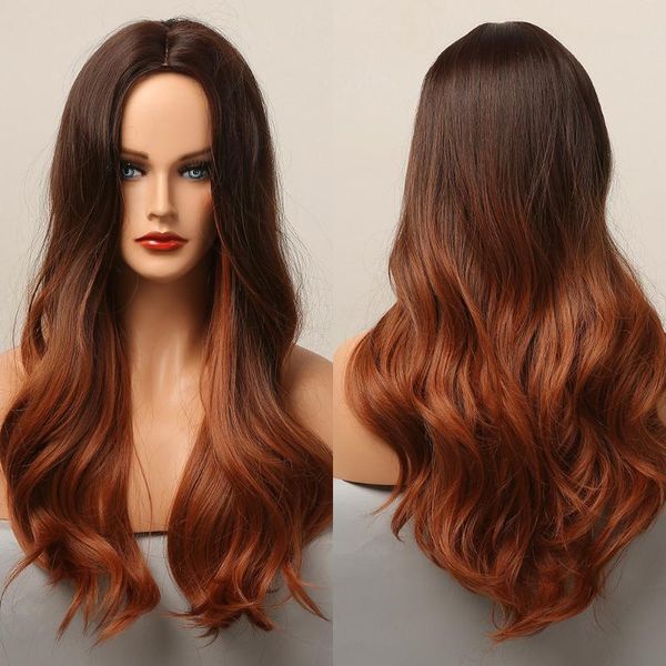 synthetic wigs long body wave ombre black red brown natural hair middle part heat resistant for women daily cosplay
synthetic wigs long body wave ombre black red brown natural hair middle part heat resistant for women daily cosplay