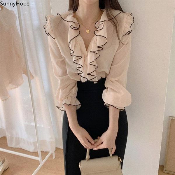 women's blouses & shirts alien kitty 2021 all match office lady v-neck color-hit ruffles basic sweet autumn vintage brief, White
women's blouses & shirts alien kitty 2021 all match office lady v-neck color-hit ruffles basic sweet autumn vintage brief, White