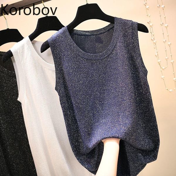 women's tanks & camis korobov summer lurex vest women 2021 arrival o neck sleeveless knit bottom female tank 77800, White
women's tanks & camis korobov summer lurex vest women 2021 arrival o neck sleeveless knit bottom female tank 77800, White