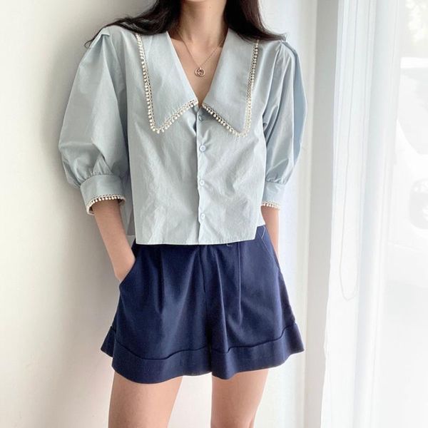 women's blouses & shirts alien kitty 2021 summer casual elegance puff sleeves loose femme chic all match lady fashion women spliced, White
women's blouses & shirts alien kitty 2021 summer casual elegance puff sleeves loose femme chic all match lady fashion women spliced, White