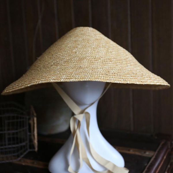 wide brim hats fashion handmade 27cm conical natural straw hat for women with long ribbon ladies summer beach sun visor caps, Blue;gray
wide brim hats fashion handmade 27cm conical natural straw hat for women with long ribbon ladies summer beach sun visor caps, Blue;gray