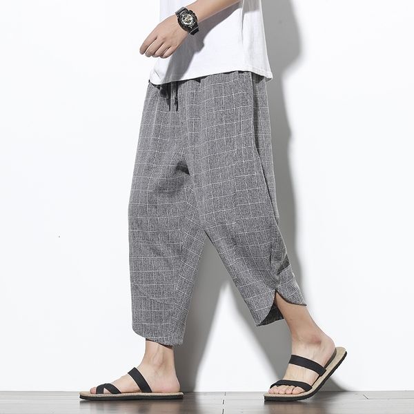 men's pants ankle-length cotton linen plaid trousers hip hop jogger sweatpants streetwear harem v1dx, Black
men's pants ankle-length cotton linen plaid trousers hip hop jogger sweatpants streetwear harem v1dx, Black