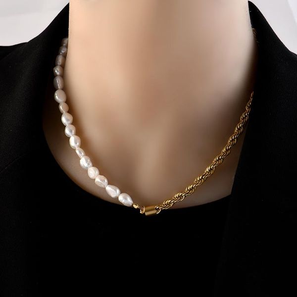 chains stainless steel pearl splicing necklace twist chain socialite retro small mass temperament collarbone choker, Silver
chains stainless steel pearl splicing necklace twist chain socialite retro small mass temperament collarbone choker, Silver