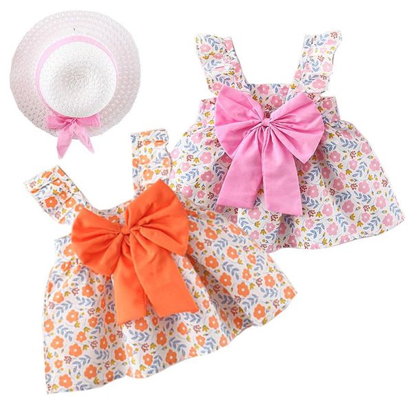girl's dresses lovely summer baby girls dress with hat big back bow cotton toddler outfit floral kids clothes, Red;yellow
girl's dresses lovely summer baby girls dress with hat big back bow cotton toddler outfit floral kids clothes, Red;yellow