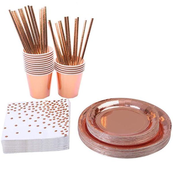 disposable dinnerware rose gold party tableware for 16 guests tableware(gilding paper cup/plate napkins straw)for weddings/birthday
disposable dinnerware rose gold party tableware for 16 guests tableware(gilding paper cup/plate napkins straw)for weddings/birthday