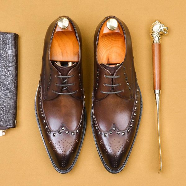 Full Grain Genuine Leather Brogue Carved For Men Rivet Oxford Fashion New Luxury Dress Business Formal Shoes for Men A118, Black
Full Grain Genuine Leather Brogue Carved For Men Rivet Oxford Fashion New Luxury Dress Business Formal Shoes for Men A118, Black