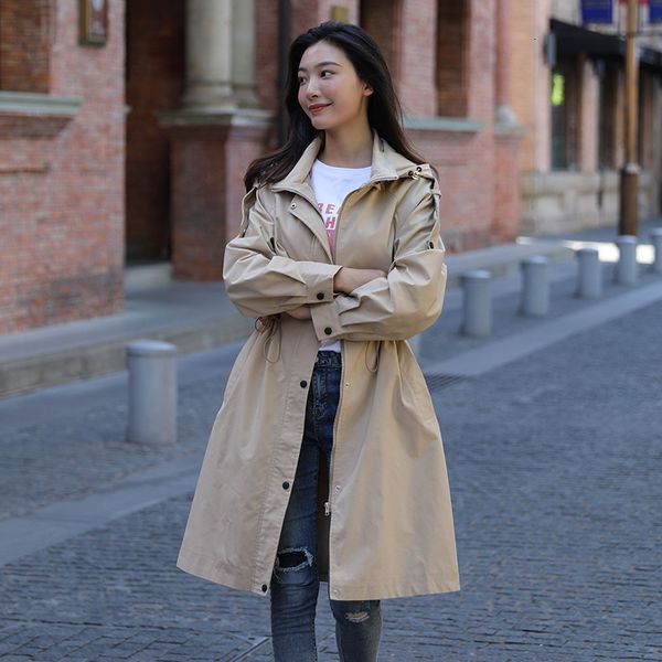 2021 new fashion hooded coat women casual solid adjustable wasit medium long trench outwear female office lady yebc, Tan;black
2021 new fashion hooded coat women casual solid adjustable wasit medium long trench outwear female office lady yebc, Tan;black