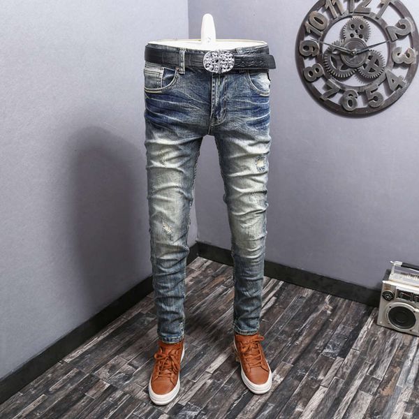 fashion brand autumn and winter jeans straight tube slim hole personality make old long pants men's elastic, Blue
fashion brand autumn and winter jeans straight tube slim hole personality make old long pants men's elastic, Blue