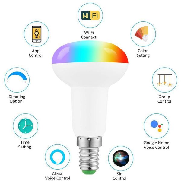 bulbs led rgb color changing lamp wifi smart light bulb voice control work with alexa google home life 6w e14
bulbs led rgb color changing lamp wifi smart light bulb voice control work with alexa google home life 6w e14