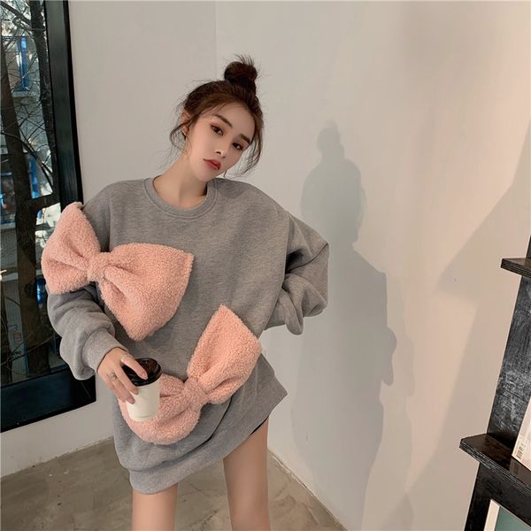 2021 new autumn and winter thick pullover polar fleece bow design feeling loose long-sleeved sweatshirt 0q7y, Black
2021 new autumn and winter thick pullover polar fleece bow design feeling loose long-sleeved sweatshirt 0q7y, Black