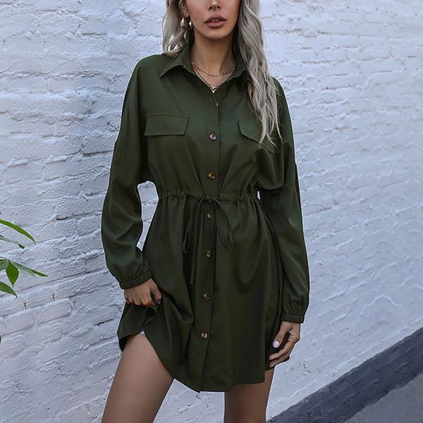 casual dresses womens long sleeve dress solid lapel double turn-down collar high waist drawstring office ladies vestidos mujer, Black;gray
casual dresses womens long sleeve dress solid lapel double turn-down collar high waist drawstring office ladies vestidos mujer, Black;gray