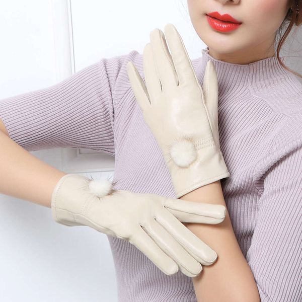 gloves leather women' rice white sheepskin winter mink fur warm and plush thickened riding driving leather, Blue;gray
gloves leather women' rice white sheepskin winter mink fur warm and plush thickened riding driving leather, Blue;gray