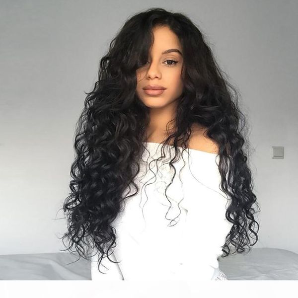 brazilian hair water natural wave lace front wig human hair pre plucked bleached knots curly wigs for women djsbeauty, Black;brown