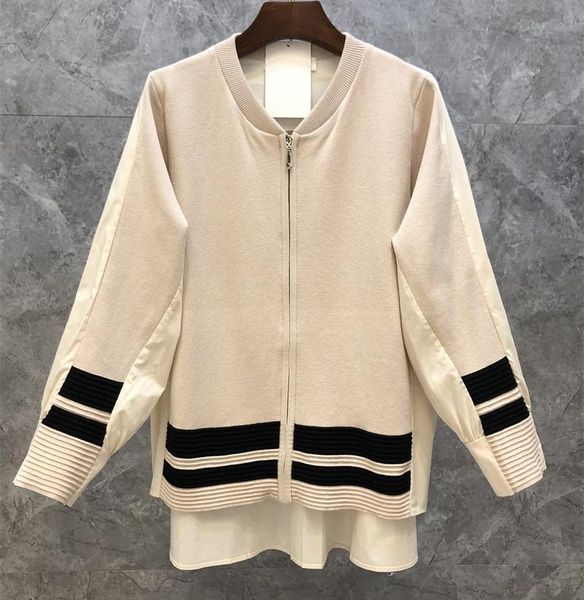 women's jackets 2021 autumn fashion women striped patterns color block knitting long sleeve casual loose coat outwear, Black;brown
women's jackets 2021 autumn fashion women striped patterns color block knitting long sleeve casual loose coat outwear, Black;brown