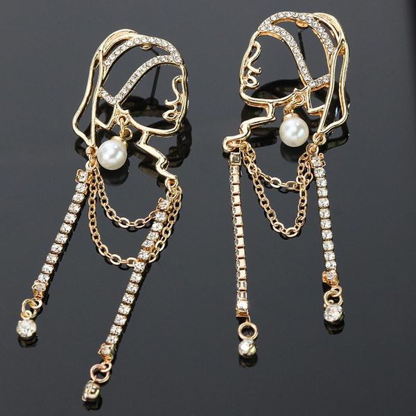 stud pearl crystal portrait chain tassel earrings vintage french personality exaggerated women jewelry accessories, Golden;silver
stud pearl crystal portrait chain tassel earrings vintage french personality exaggerated women jewelry accessories, Golden;silver