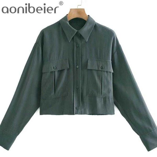 fashion women patch pocket short shirt female long sleeve blouse office lady loose blusas jackets 210604, White
fashion women patch pocket short shirt female long sleeve blouse office lady loose blusas jackets 210604, White