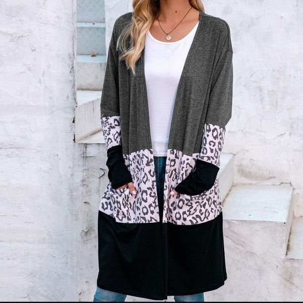 women's knits & tees plus size autumn women long cardigan vintage v-neck knitted sweater coat patchwork leopard printed pockets ladies, White
women's knits & tees plus size autumn women long cardigan vintage v-neck knitted sweater coat patchwork leopard printed pockets ladies, White