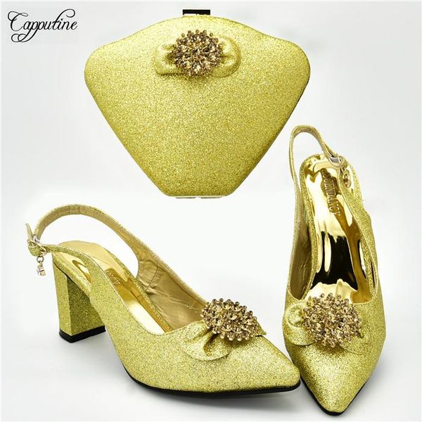 dress shoes nice wedding gold high heel sandal and handbag set perfect matching for lady 108-6 height 7cm, Black
dress shoes nice wedding gold high heel sandal and handbag set perfect matching for lady 108-6 height 7cm, Black