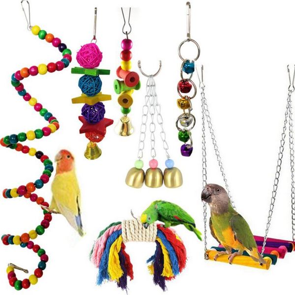 other bird supplies 7pcs/set random color parrot toy kit swing bells hanging bridge wooden chewing toys standing training tool
other bird supplies 7pcs/set random color parrot toy kit swing bells hanging bridge wooden chewing toys standing training tool